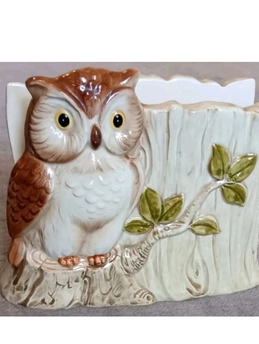 1984 Otagiri Japan Owl Napkin Holder, Letter Holder Vintage Cottage 80s Kitchen